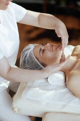 Poster - massage therapist in spa salon massaging clients face