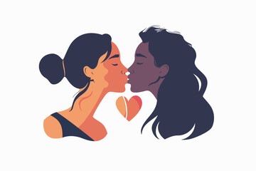 Wall Mural - Two women kissing isolated vector style