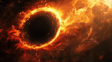 Poster - A black hole is surrounded by fire and smoke, AI