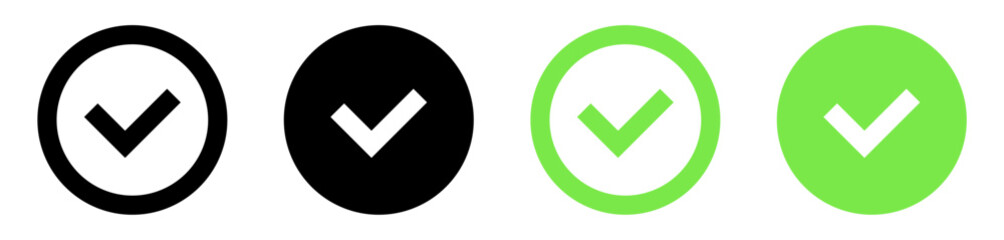 Aufkleber - check box icon with correct, accept checkmark icons tick box checked, check list square frame - checkbox symbol approved sign