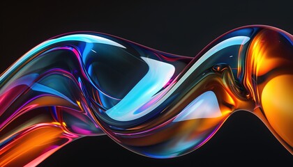 Wall Mural - 3D wavy glass black background