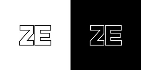 Poster - Letter Z and E, ZE logo design template. Minimal monogram initial based logotype.