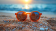 © Loucine - first day of summer, Summer holiday background , ocean and sunglasses , white sand and tropical beach , exotic vacation on summer