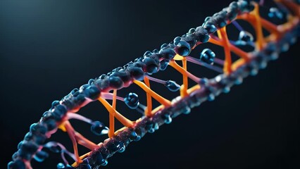 Poster - DNA structure model on black background. Abstract background