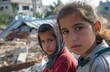 © Victoria - Palestinian children near destroyed home