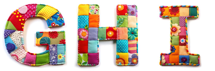 Wall Mural - Letters G, H, I. Alphabet Made of Colorful Patchwork Fabrics.