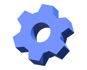 Fototapete - 3d Gear icon blue color, gear wheel 3d icon. Cogwheel icon. Vector illustration