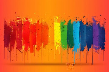 Wall Mural - Abstract colorful splatter art in rainbow colors symbolizing LGBTQ+ pride, diversity, unity, and creative expression in a vibrant, artistic, and bold illustration