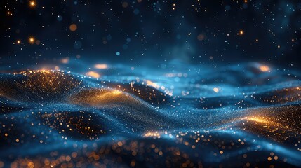 Wall Mural - starry night sky: a captivating display of golden stars against a dark blue background