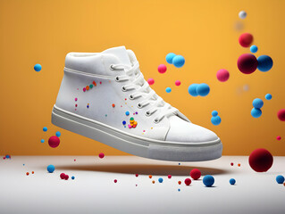 Colorful Sneakers Shoes collection, Fitness lifestyle sneakers shoe mockup, colorful and white footwear