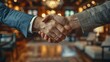 © chaisiri - A businessman shaking hands with a partner in a sleek, newly furnished office, symbolizing the successful launch and networking of a new business.