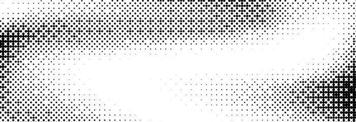 Poster - Bitmap grunge gradient texture. Black and white pixelated dither wave pattern. Abstract glitch 8-bit game wallpaper. Retro wide rasterized backdrop. Pixel art background. Vector