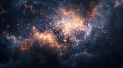 Wall Mural - The dark expanse is illuminated by far-off nebulae, showcasing the mysterious beauty of space.