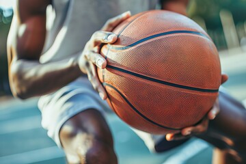 Wall Mural - Person holding basketball during game