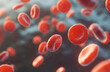 © Ekkarat_Studio - Red and blue cells floating in the background, with red and white cell particles moving around. A close up illustration in the style of medical technology.