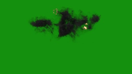 Animation of an Massive Explosion on Green Screen or Chroma Key background. Close-up View of Fire.