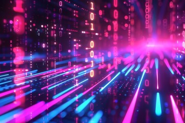 Digital Binary Technology Background created with Generative AI