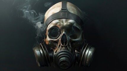 Gas mask graphic depicting a realistic skull