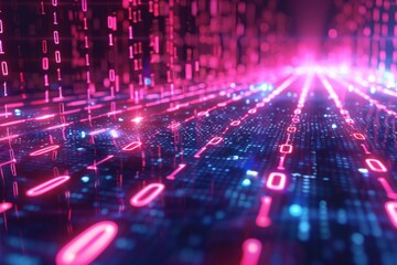Digital Binary Technology Background created with Generative AI