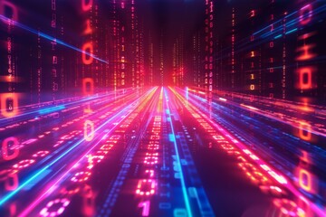 Digital Binary Technology Background created with Generative AI