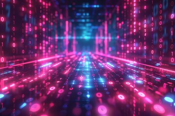 Digital Binary Technology Background created with Generative AI