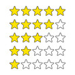 © aiconslab - Product rating or customer review with gold stars set collection. Graphic symbol flat design interface illustration elements for app ui ux web banner button vector isolated on white background