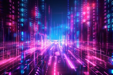Digital Binary Technology Background created with Generative AI