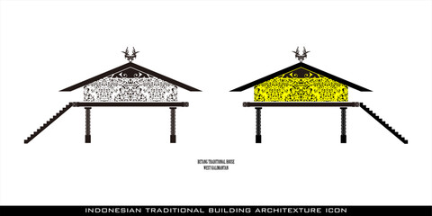 Wall Mural - Betang Traditional House Icon, West Kalimantan, a series of architectural icons for traditional Indonesian houses