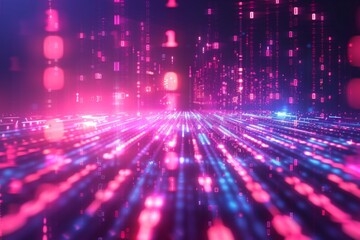 Digital Binary Technology Background created with Generative AI