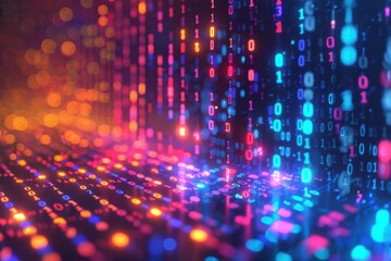 Digital Binary Technology Background created with Generative AI