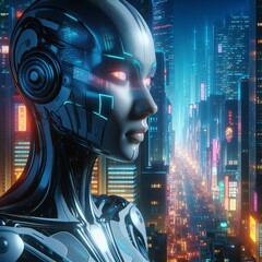 Wall Mural - Cyber Woman with Model Engine: A futuristic depiction of a woman standing alongside a sleek, cybernetic engine, blending technology and femininity seamlessly