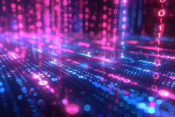 Digital Binary Technology Background created with Generative AI