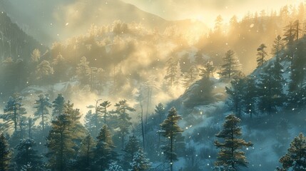 Wall Mural - Sparkling Light in the Mountains
