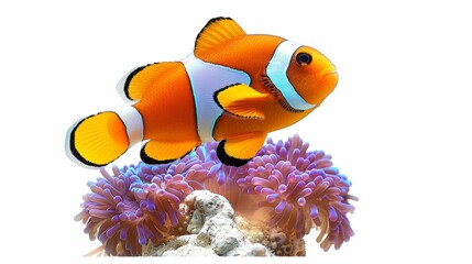 Wall Mural - colorful clownfish exploring.