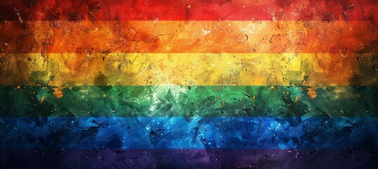 Wall Mural - Grunge rainbow flag background. LGBT pride gender equality concept. Generative AI technology.