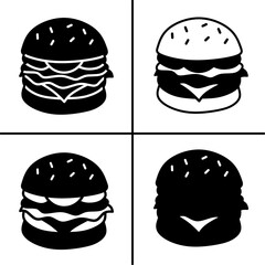 Poster - Vector black and white illustration of burger icon for business. Stock vector design.