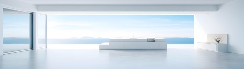  Minimalist Architectural Interior with Vast Open White Space and Clean Geometric Designs