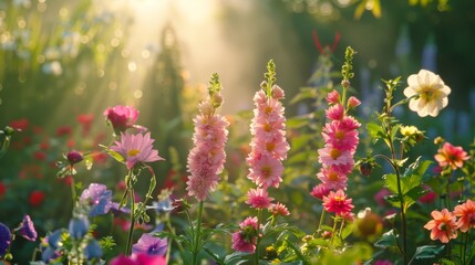 Wall Mural - Sunlight in the Flower Garden