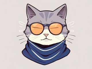  cool rebel cat using scarf and sunglasses