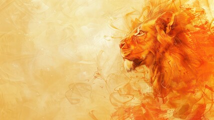 Wall Mural - fantasy magical lion on a sandy colored background