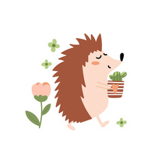 Wall Mural - Cute hedgehog cartoon vector illustration