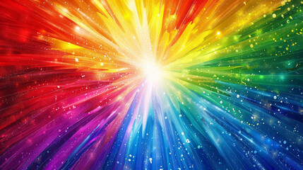 Wall Mural - A colorful rainbow with a white star in the center