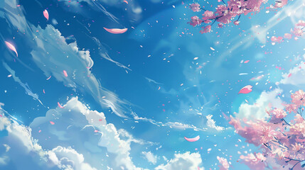 Wall Mural - A beautiful blue sky with pink clouds