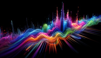 Fototapete - Here is the image you requested: Abstract colorful background with glowing lines and abstract colorful lights