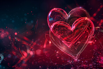 Wall Mural - A heart is surrounded by a blurry background of red and blue