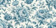 © artsakon - French toile pattern with light blue peony flowers, french, toile, pattern, light blue, peony, flowers, elegant, vintage, design, wallpaper, fabric, delicate, romantic, traditional, artistic