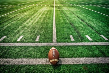Wall Mural - Vertical American football field with a gritty and worn surface, gritty, worn, vertical, American, football, field, sports, outdoor, turf, gridiron, competition, game, stadium, goalposts