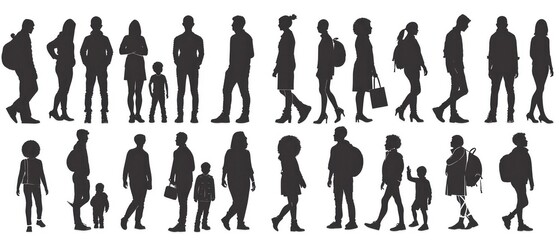 Wall Mural - silhouette of individual people on a white background