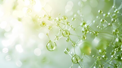 Fototapete - Digital technology green bubble molecule poster background