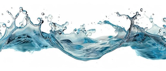 Wall Mural - water wave with fresh water, white background